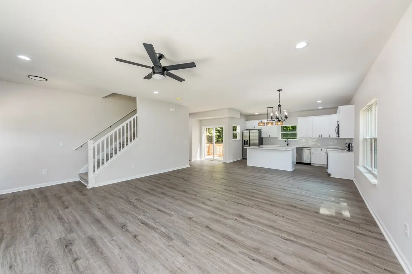 Bright open-plan living and kitchen area after a whole-home renovation